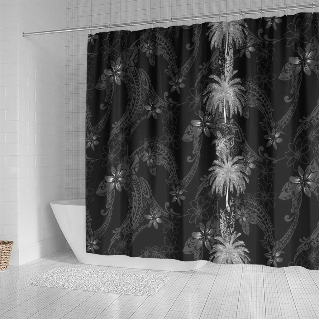 Hawaiian Honu And Surfboards Shower Curtain Silver Style LT05 - Polynesian Pride