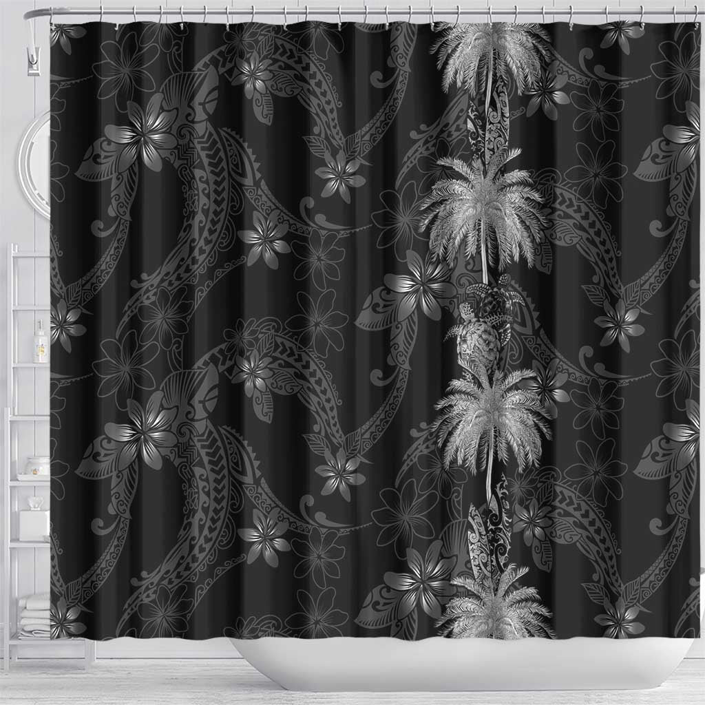 Hawaiian Honu And Surfboards Shower Curtain Silver Style LT05 - Polynesian Pride