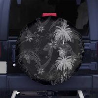 Hawaiian Honu And Surfboards Spare Tire Cover Silver Style LT05 No hole Silver - Polynesian Pride