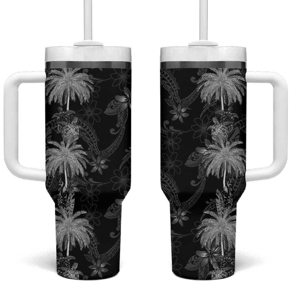 Hawaiian Honu And Surfboards Tumbler With Handle Silver Style LT05 One Size: 40 oz Silver - Polynesian Pride