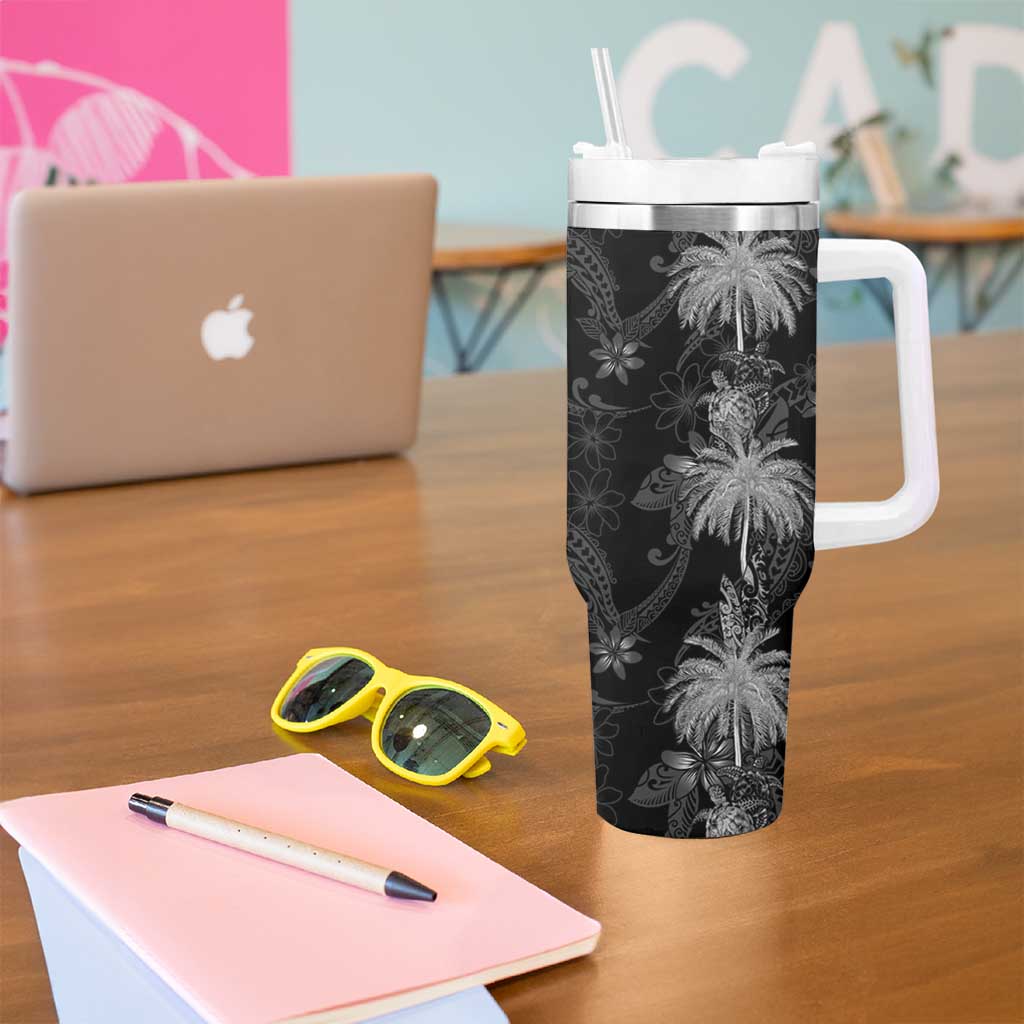 Hawaiian Honu And Surfboards Tumbler With Handle Silver Style LT05 - Polynesian Pride