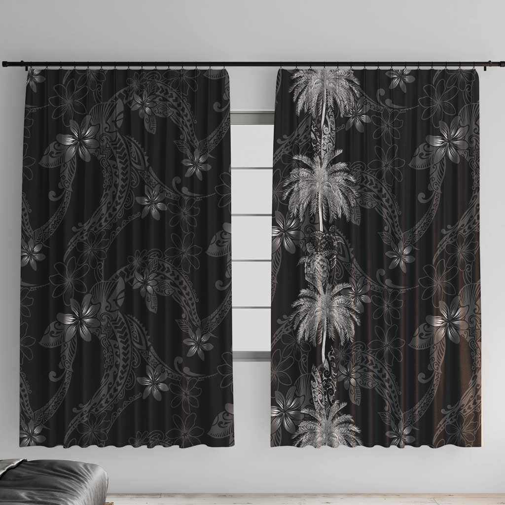 Hawaiian Honu And Surfboards Window Curtain Silver Style LT05 With Hooks Silver - Polynesian Pride