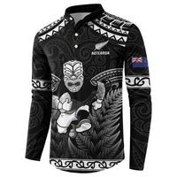 Custom New Zealand Maori Tiki Rugby Button Sweatshirt Go Aotearoa Maori Pattern LT05 - Polynesian Pride