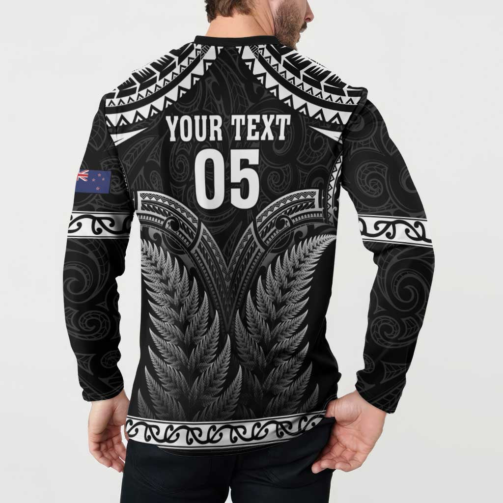 Custom New Zealand Maori Tiki Rugby Button Sweatshirt Go Aotearoa Maori Pattern LT05 - Polynesian Pride