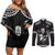 Custom New Zealand Maori Tiki Rugby Couples Matching Off Shoulder Short Dress and Long Sleeve Button Shirt Go Aotearoa Maori Pattern