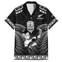 Custom New Zealand Maori Tiki Rugby Hawaiian Shirt Go Aotearoa Maori Pattern LT05 Black - Polynesian Pride