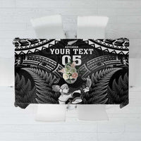 Custom New Zealand Maori Tiki Rugby Tablecloth Go Aotearoa Maori Pattern LT05 Black - Polynesian Pride