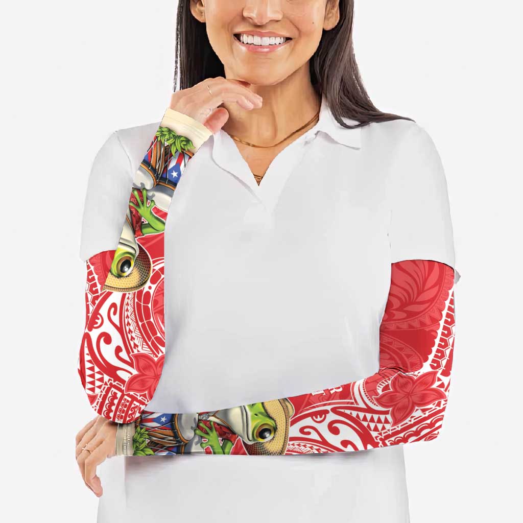 Puerto Rico Arm Sleeves Coqui Frog With Polynesian Pattern LT05 - Polynesian Pride
