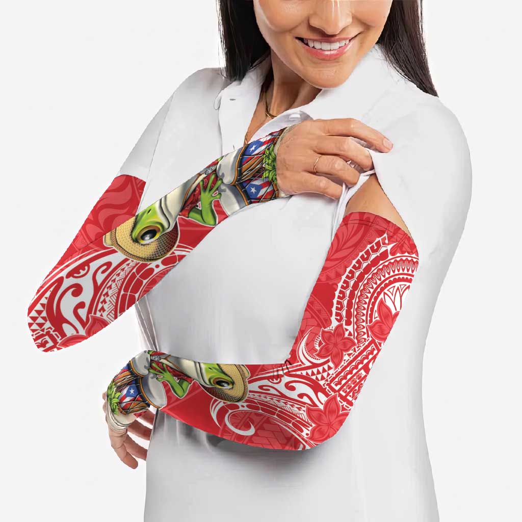 Puerto Rico Arm Sleeves Coqui Frog With Polynesian Pattern LT05 - Polynesian Pride