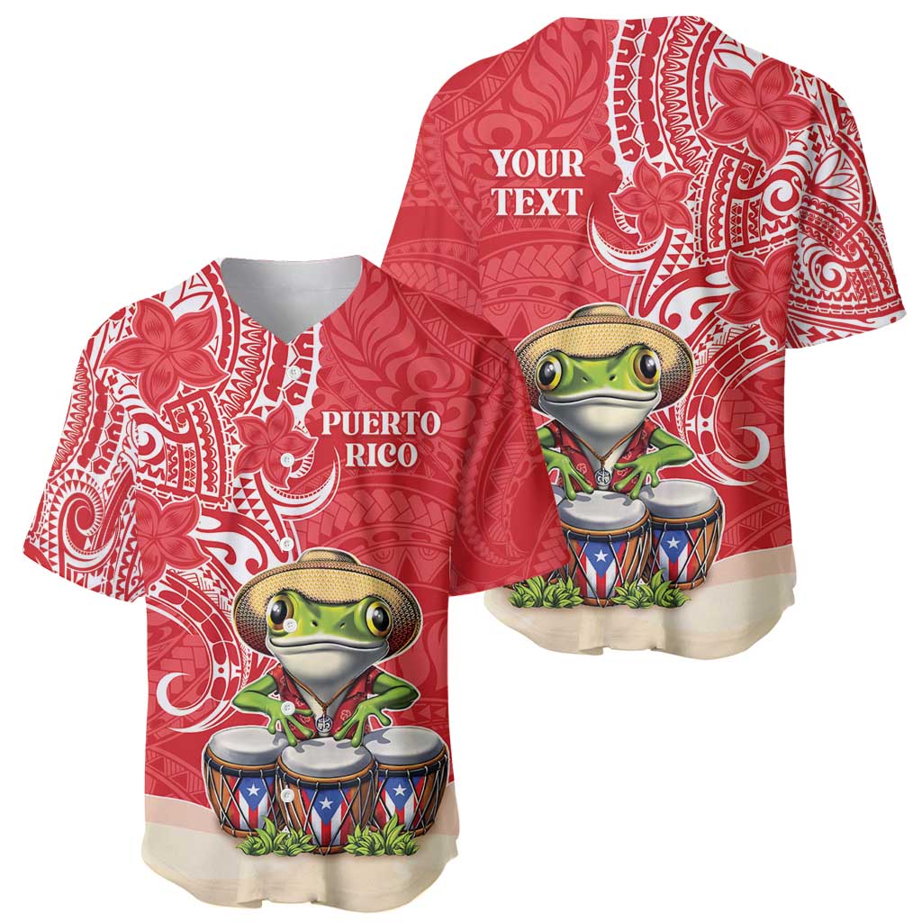 Personalized Puerto Rico Baseball Jersey Coqui Frog With Polynesian Pattern LT05 - Polynesian Pride