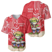 Personalized Puerto Rico Baseball Jersey Coqui Frog With Polynesian Pattern LT05 - Polynesian Pride