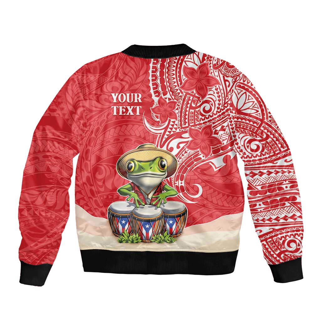 Personalized Puerto Rico Bomber Jacket Coqui Frog With Polynesian Pattern LT05 - Polynesian Pride