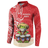 Personalized Puerto Rico Button Sweatshirt Coqui Frog With Polynesian Pattern LT05 - Polynesian Pride