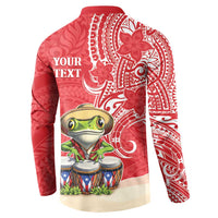 Personalized Puerto Rico Button Sweatshirt Coqui Frog With Polynesian Pattern LT05 - Polynesian Pride