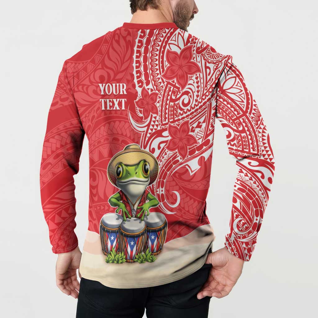 Personalized Puerto Rico Button Sweatshirt Coqui Frog With Polynesian Pattern LT05 - Polynesian Pride