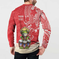 Personalized Puerto Rico Button Sweatshirt Coqui Frog With Polynesian Pattern LT05 - Polynesian Pride