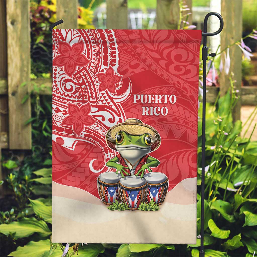 Puerto Rico Garden Flag Coqui Frog With Polynesian Pattern LT05 Garden Flag Red - Polynesian Pride