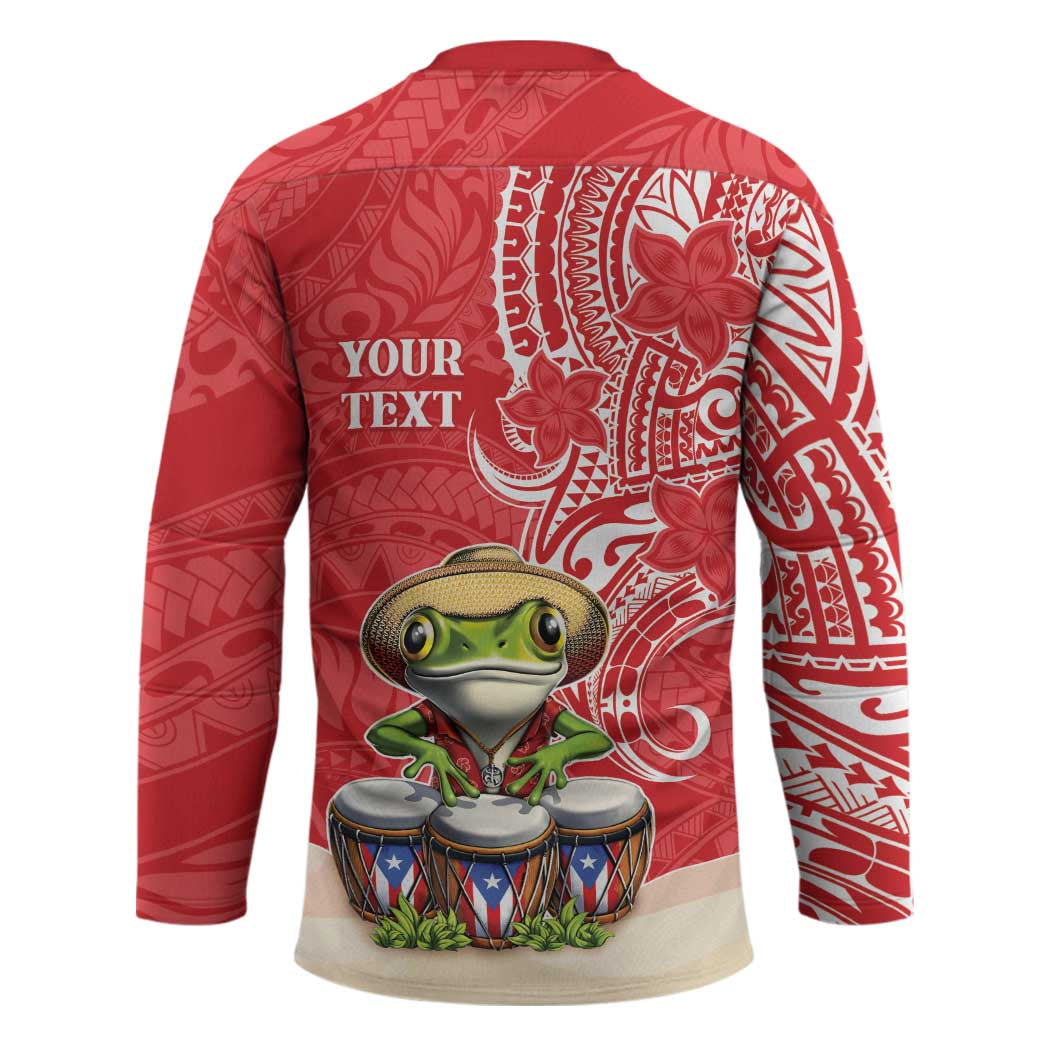 Personalized Puerto Rico Hockey Jersey Coqui Frog With Polynesian Pattern LT05 - Polynesian Pride