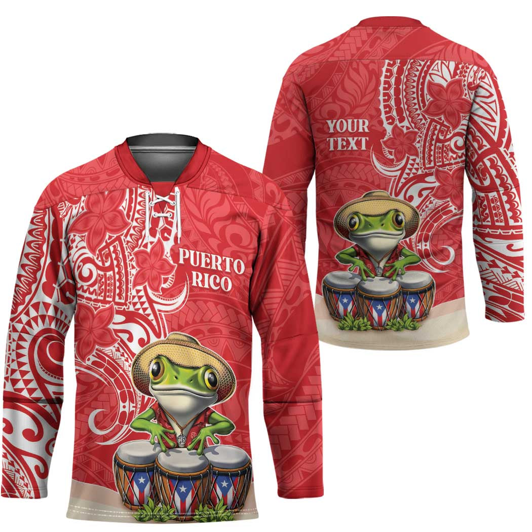 Personalized Puerto Rico Hockey Jersey Coqui Frog With Polynesian Pattern LT05 - Polynesian Pride