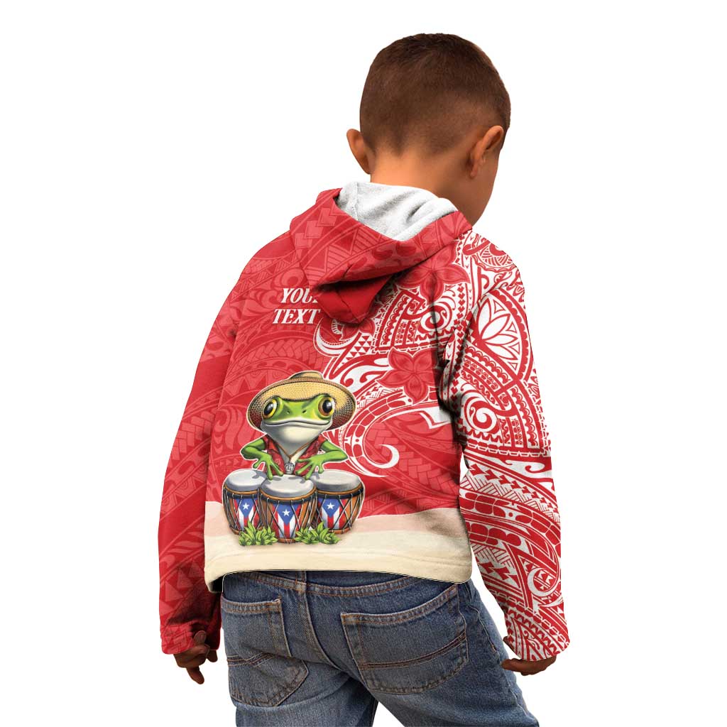 Personalized Puerto Rico Kid Hoodie Coqui Frog With Polynesian Pattern LT05 - Polynesian Pride