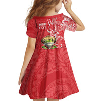 Personalized Puerto Rico Kid Short Sleeve Dress Coqui Frog With Polynesian Pattern LT05 - Polynesian Pride