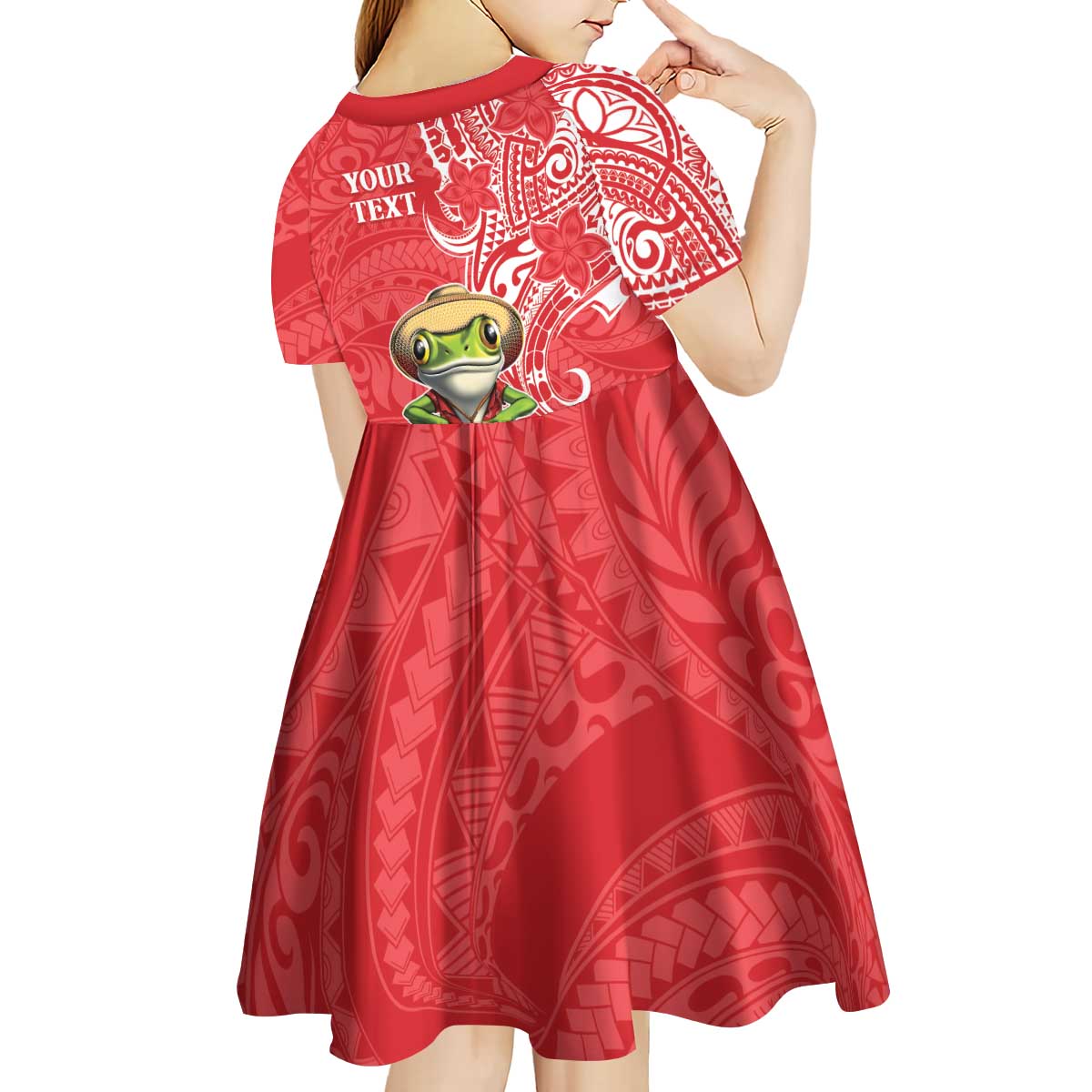 Personalized Puerto Rico Kid Short Sleeve Dress Coqui Frog With Polynesian Pattern LT05 - Polynesian Pride