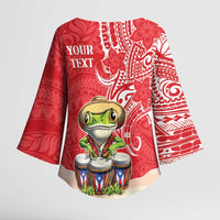 Personalized Puerto Rico Kimono Sleeve Blouse Coqui Frog With Polynesian Pattern LT05 - Polynesian Pride
