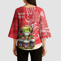 Personalized Puerto Rico Kimono Sleeve Blouse Coqui Frog With Polynesian Pattern LT05 - Polynesian Pride