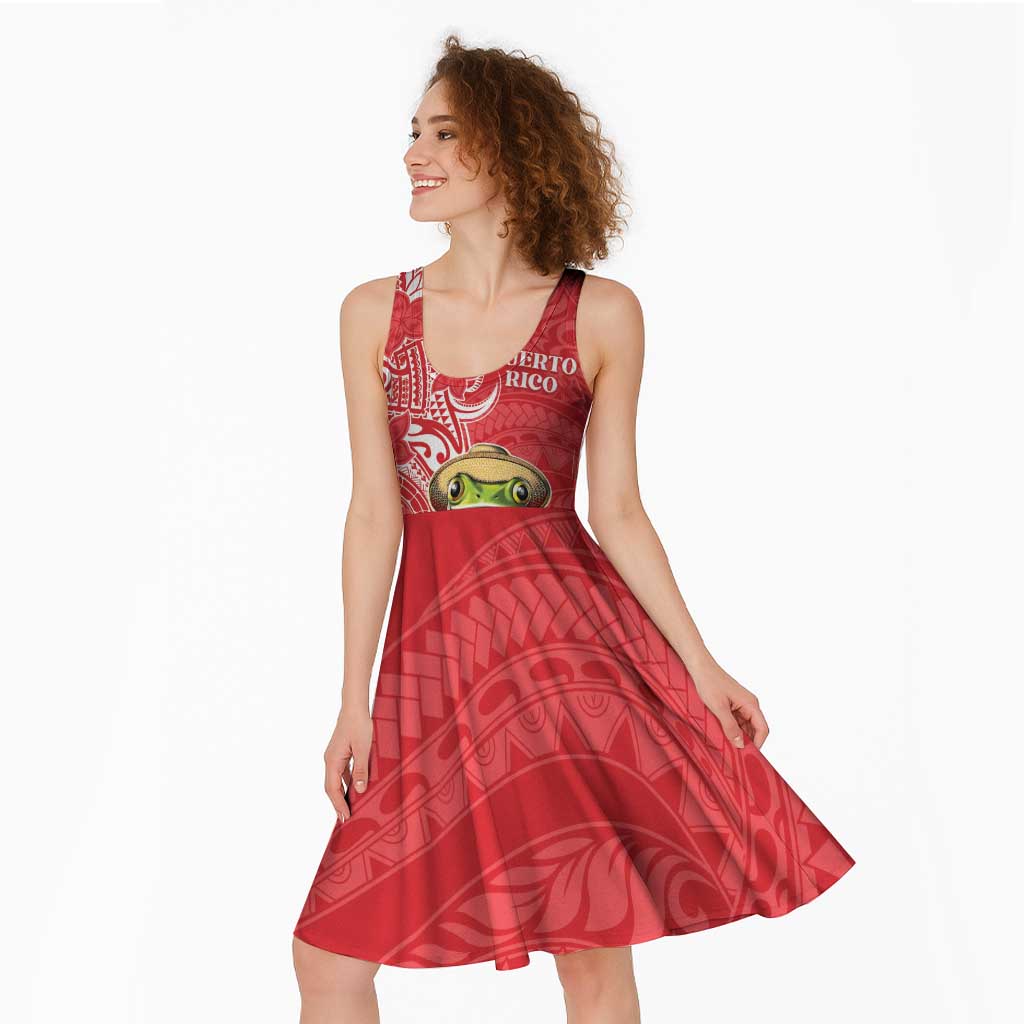 Personalized Puerto Rico Midi Dress Coqui Frog With Polynesian Pattern LT05 - Polynesian Pride
