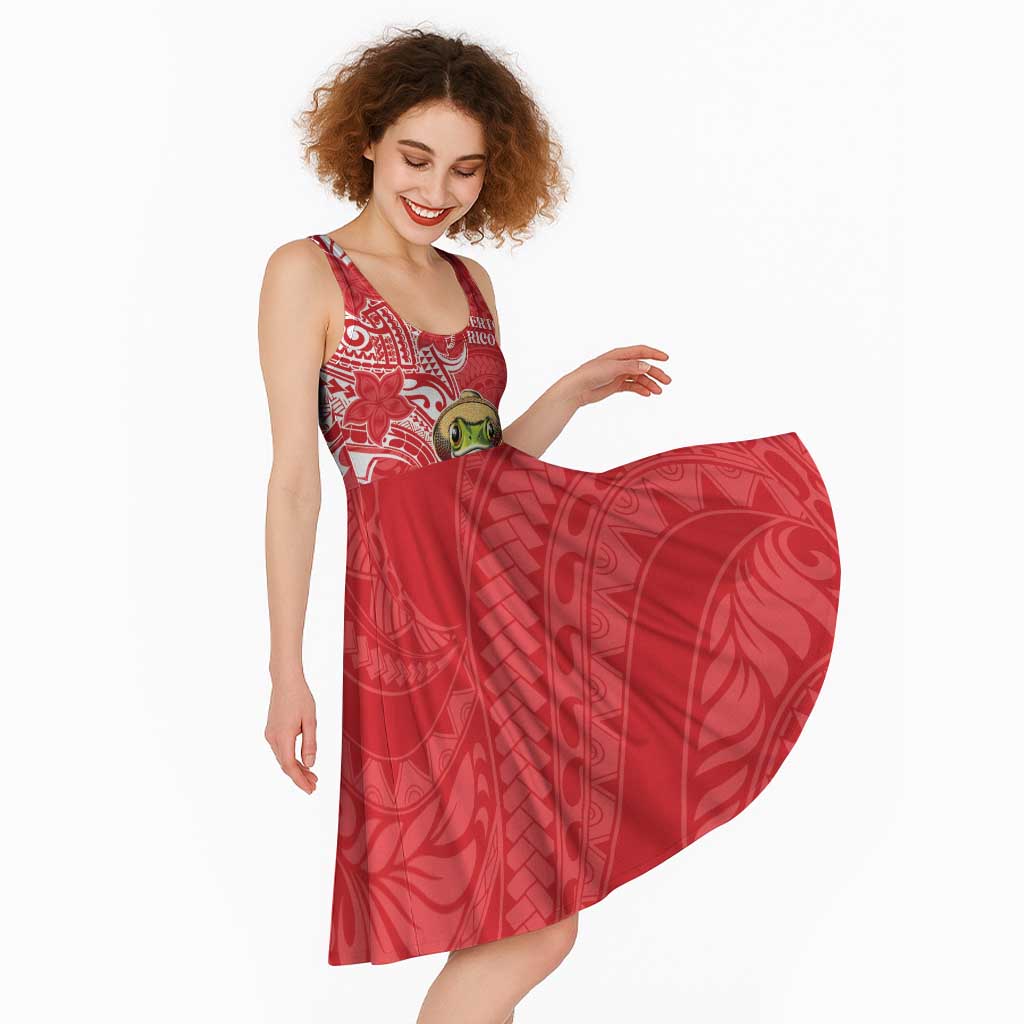 Personalized Puerto Rico Midi Dress Coqui Frog With Polynesian Pattern LT05 - Polynesian Pride