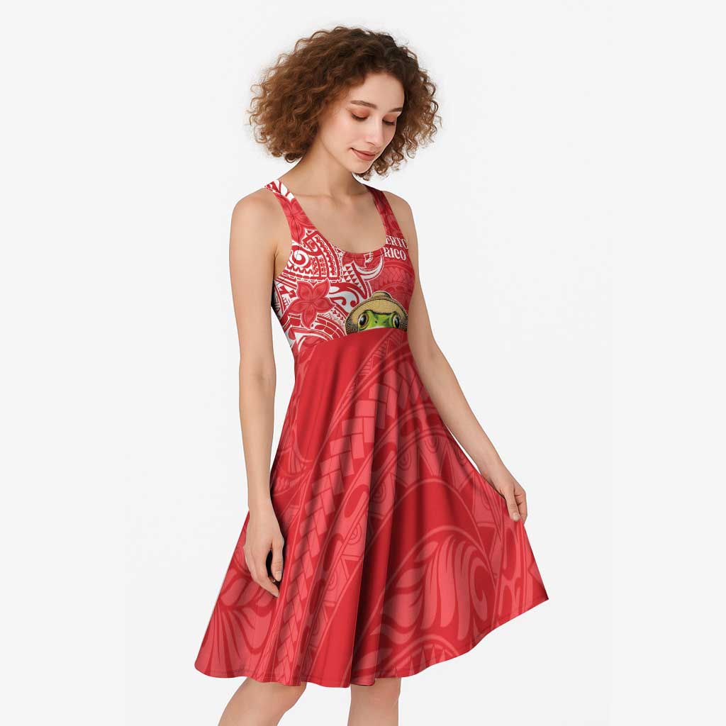 Personalized Puerto Rico Midi Dress Coqui Frog With Polynesian Pattern LT05 - Polynesian Pride