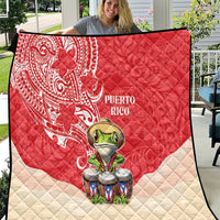 Puerto Rico Quilt Coqui Frog With Polynesian Pattern LT05 Red - Polynesian Pride