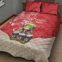 Puerto Rico Quilt Bed Set Coqui Frog With Polynesian Pattern LT05 - Polynesian Pride