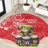 Puerto Rico Round Carpet Coqui Frog With Polynesian Pattern LT05 Red - Polynesian Pride