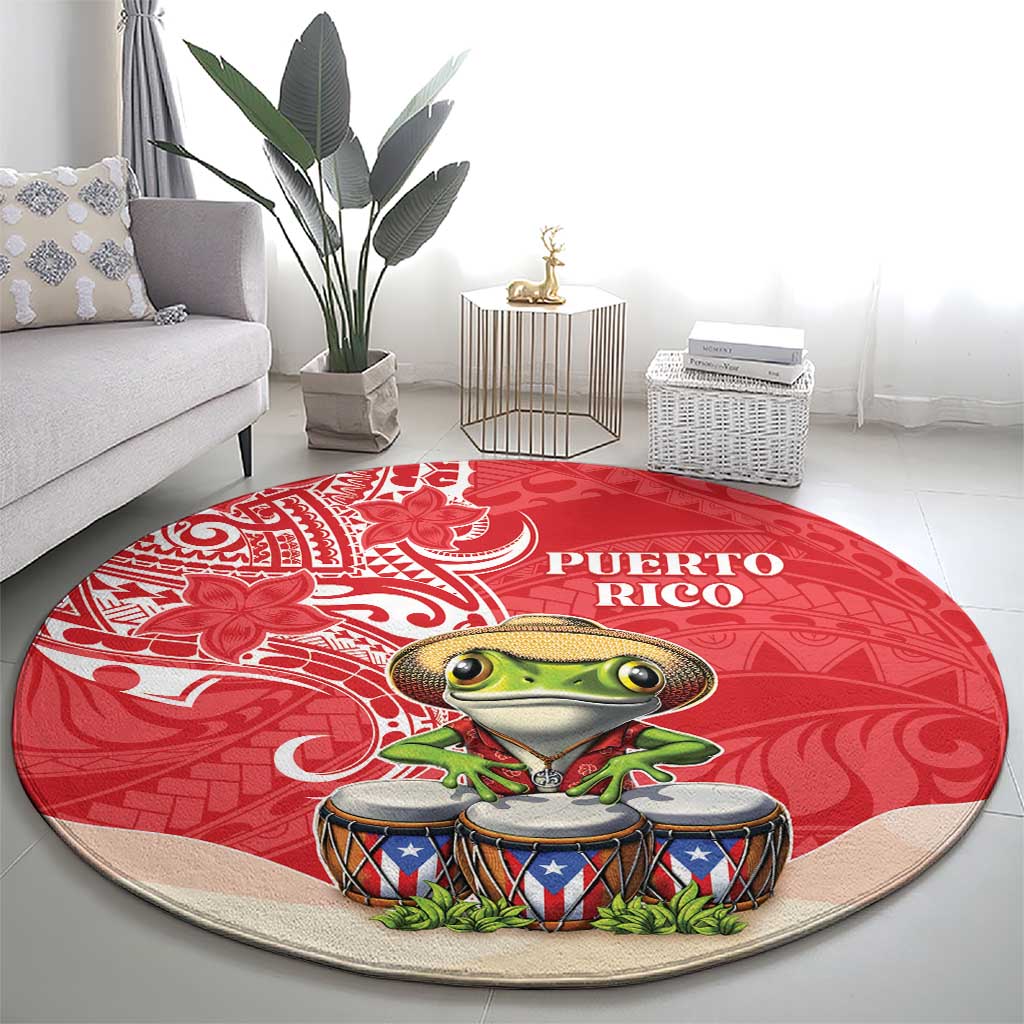 Puerto Rico Round Carpet Coqui Frog With Polynesian Pattern LT05 - Polynesian Pride