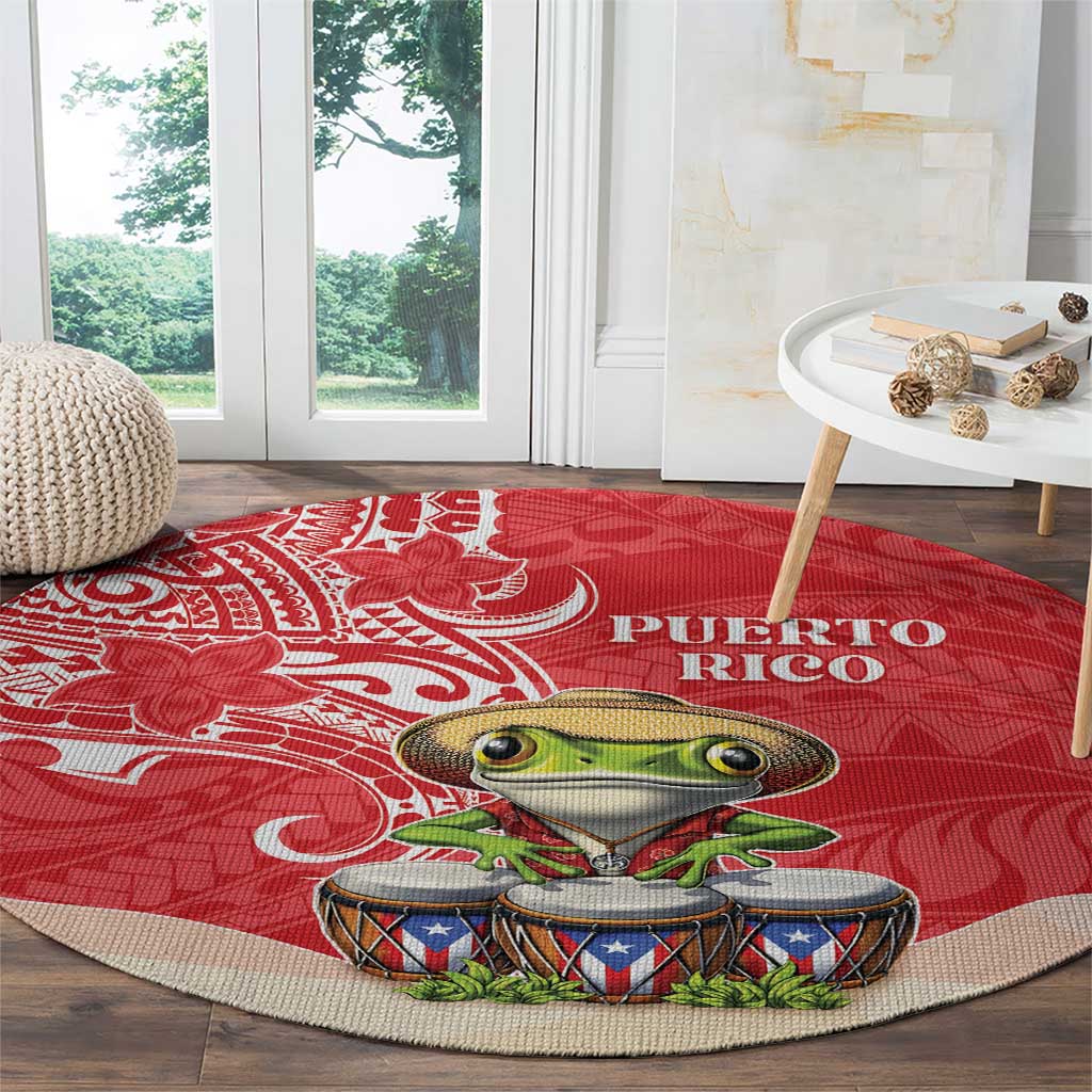 Puerto Rico Round Carpet Coqui Frog With Polynesian Pattern LT05 - Polynesian Pride