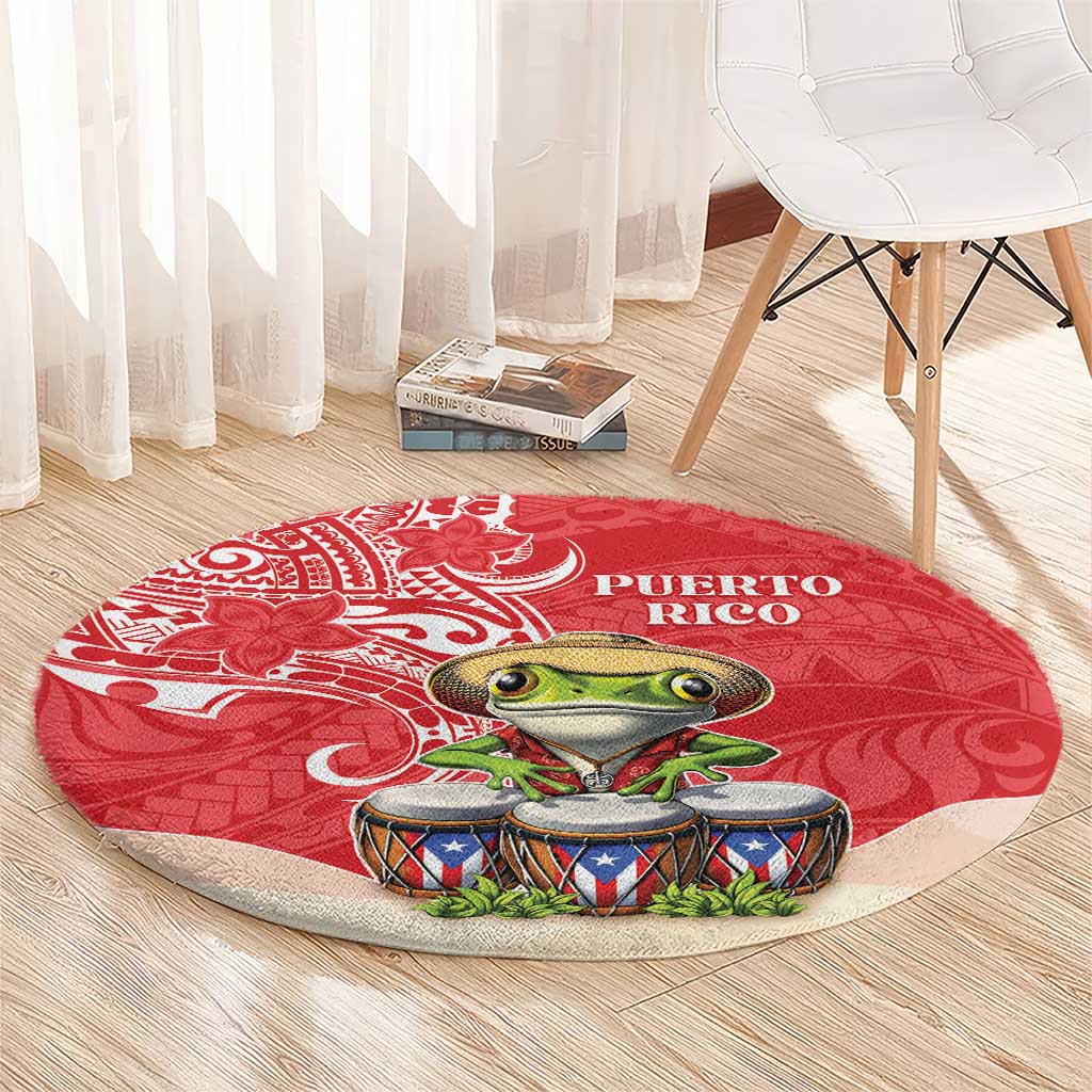 Puerto Rico Round Carpet Coqui Frog With Polynesian Pattern LT05 - Polynesian Pride