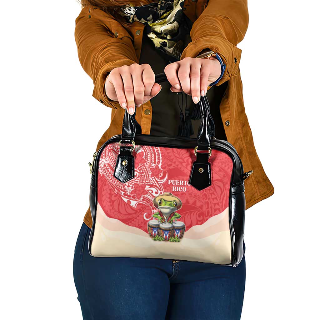 Puerto Rico Shoulder Handbag Coqui Frog With Polynesian Pattern LT05 One Size Red - Polynesian Pride