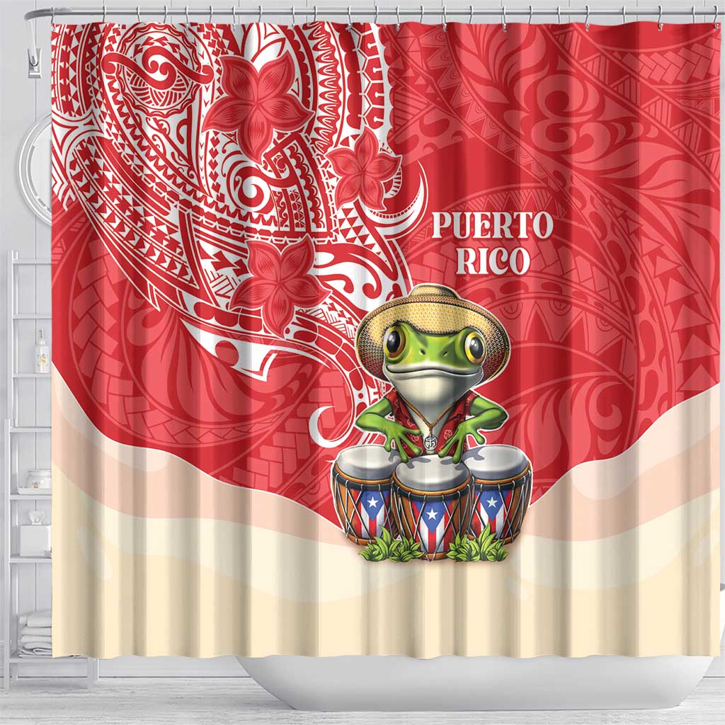 Puerto Rico Shower Curtain Coqui Frog With Polynesian Pattern LT05 - Polynesian Pride
