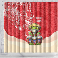 Puerto Rico Shower Curtain Coqui Frog With Polynesian Pattern LT05 - Polynesian Pride