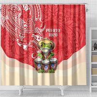 Puerto Rico Shower Curtain Coqui Frog With Polynesian Pattern LT05 - Polynesian Pride
