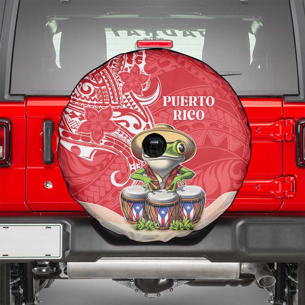 Puerto Rico Spare Tire Cover Coqui Frog With Polynesian Pattern LT05 - Polynesian Pride
