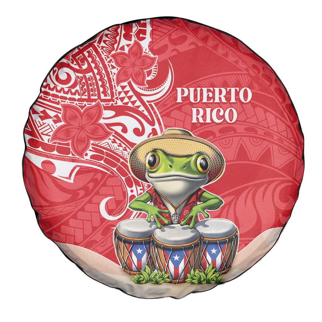 Puerto Rico Spare Tire Cover Coqui Frog With Polynesian Pattern LT05 - Polynesian Pride