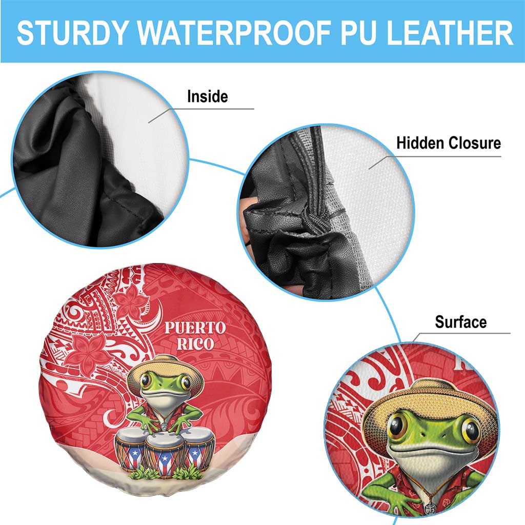 Puerto Rico Spare Tire Cover Coqui Frog With Polynesian Pattern LT05 - Polynesian Pride
