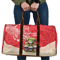 Puerto Rico Travel Bag Coqui Frog With Polynesian Pattern LT05 Red - Polynesian Pride