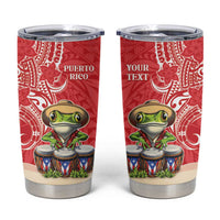 Personalized Puerto Rico Tumbler Cup Coqui Frog With Polynesian Pattern LT05 Red - Polynesian Pride