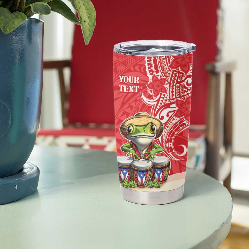Personalized Puerto Rico Tumbler Cup Coqui Frog With Polynesian Pattern LT05 - Polynesian Pride