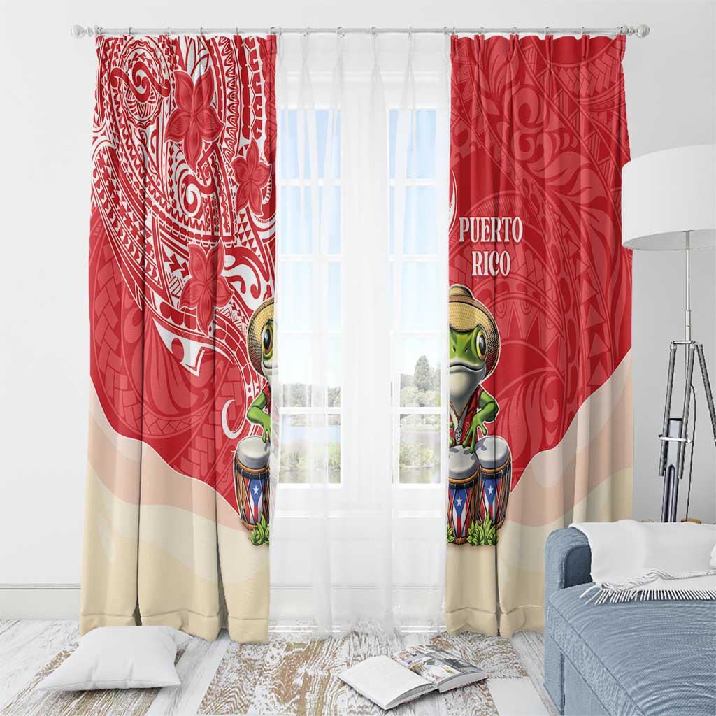 Puerto Rico Window Curtain Coqui Frog With Polynesian Pattern LT05 - Polynesian Pride