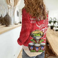 Personalized Puerto Rico Women Casual Shirt Coqui Frog With Polynesian Pattern LT05 - Polynesian Pride