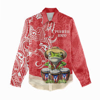 Personalized Puerto Rico Women Casual Shirt Coqui Frog With Polynesian Pattern LT05 - Polynesian Pride